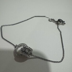 Swarovski drawstring Elegant Silver Chain Bracelet with Crystal Accents